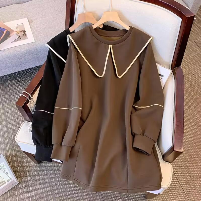 Толстовка с кукольным воротником, женская повседневная свободная флисовая куртка, топ