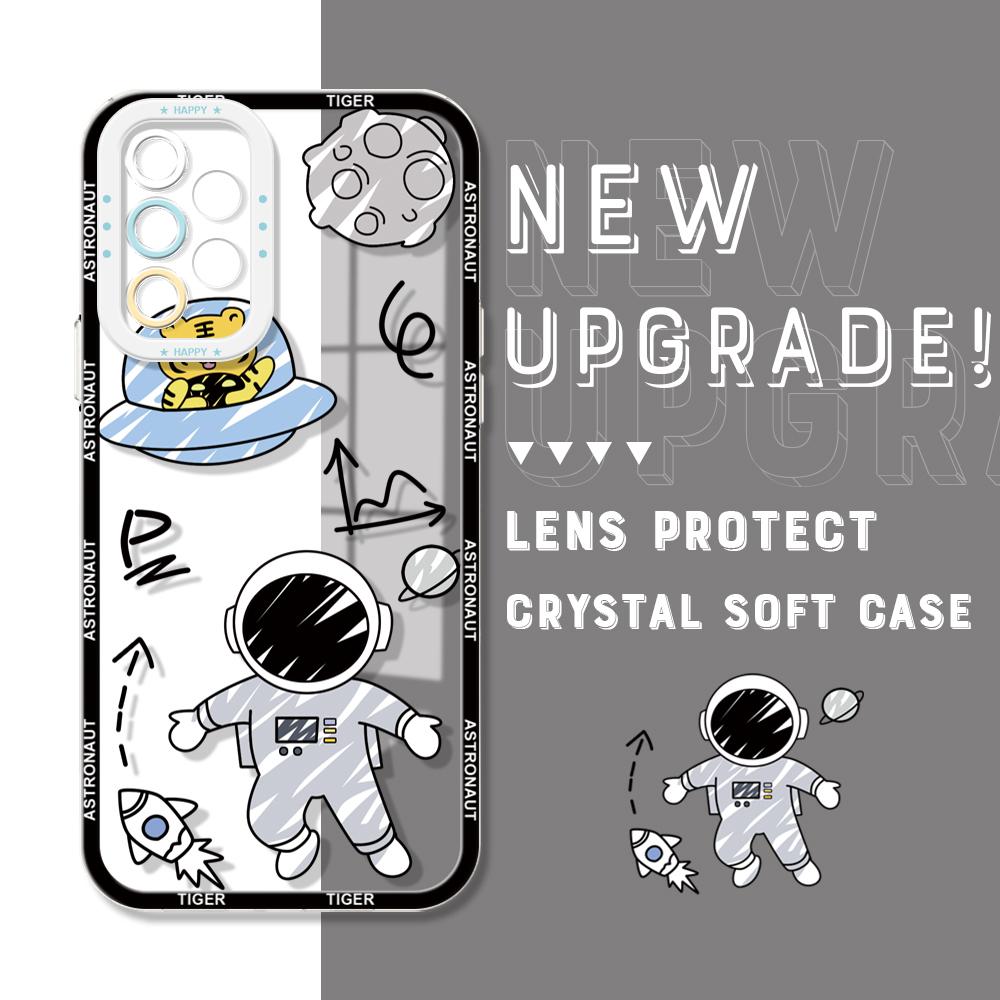 Противоударный чехол с изображением астронавта и кристаллом, полное покрытие, защита камеры, прозрачный мягкий чехол для телефона Samsung