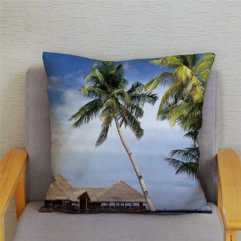 Декор для спальни, гостиной, пляжный пейзаж, кокосовая пальма, чехол для дивана, домашний декор, наволочка с принтом морской звезды и ракушки