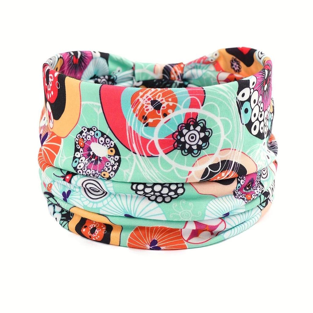 Женская богемная повязка для йоги с узором «кешью» - Впитывающая пот, эластичный хлопковый аксессуар для волос