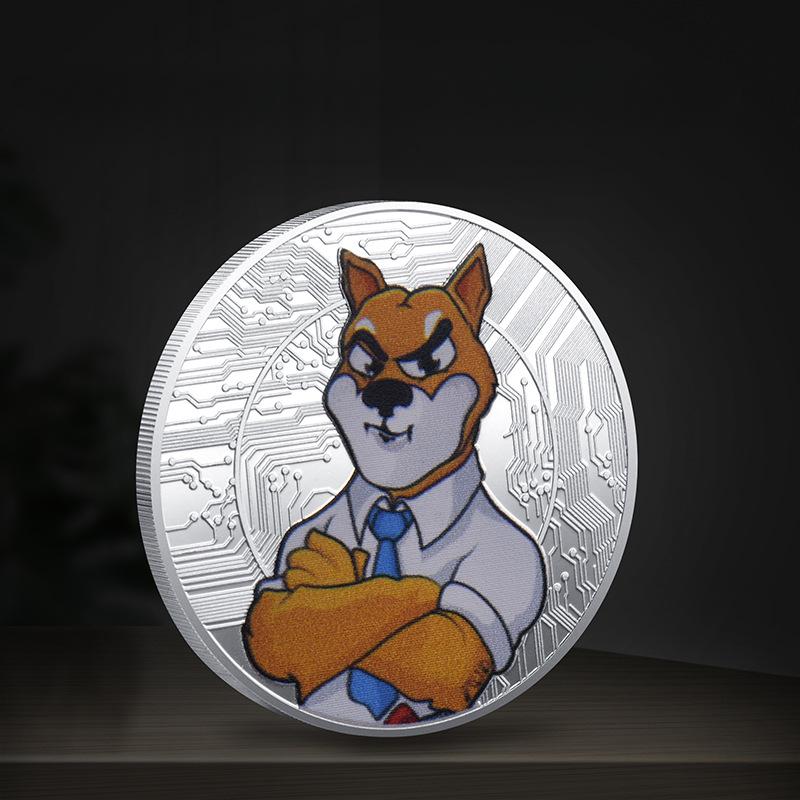 Цветная УФ Монета Сиба-ину Виртуальная Памятная монета Цифровая Виртуальная валюта Золотые монеты, Рождественский подарок, Наполнители для чулка