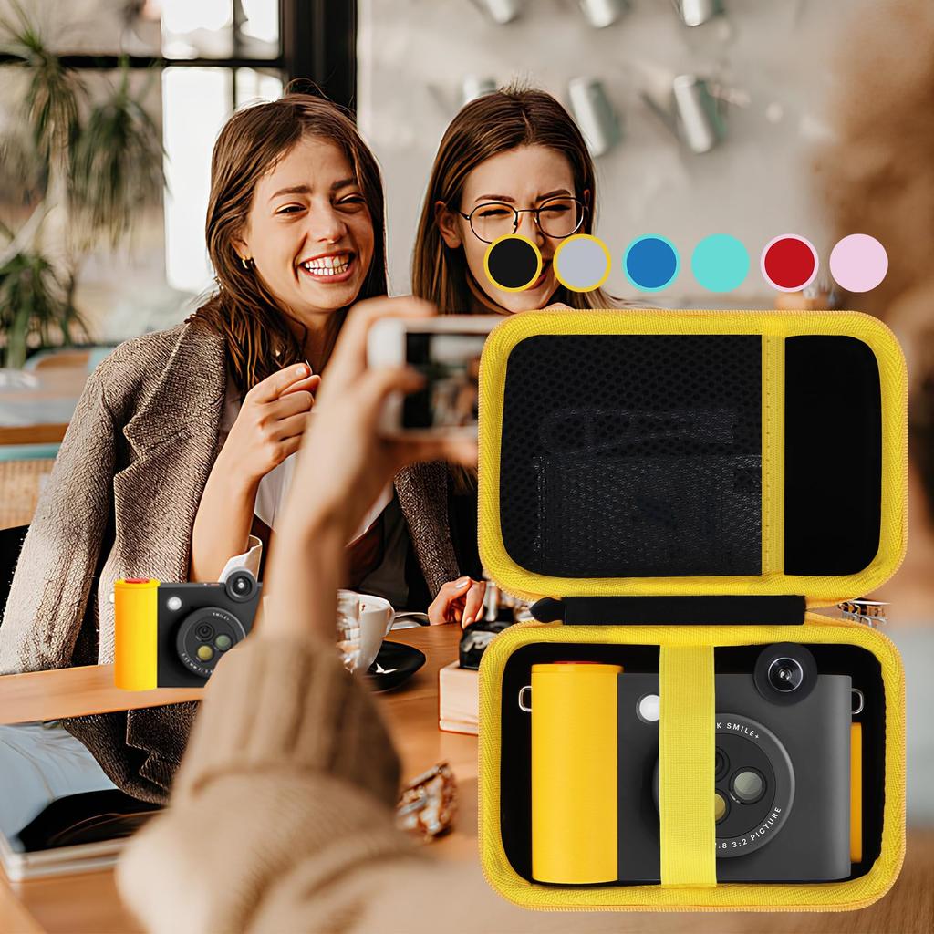 Lebakort Storage Case Compatible with Kodak Smile+ 2-in-1 Digital Instant Print Camera & Photo Printer (White/Yellow Case)