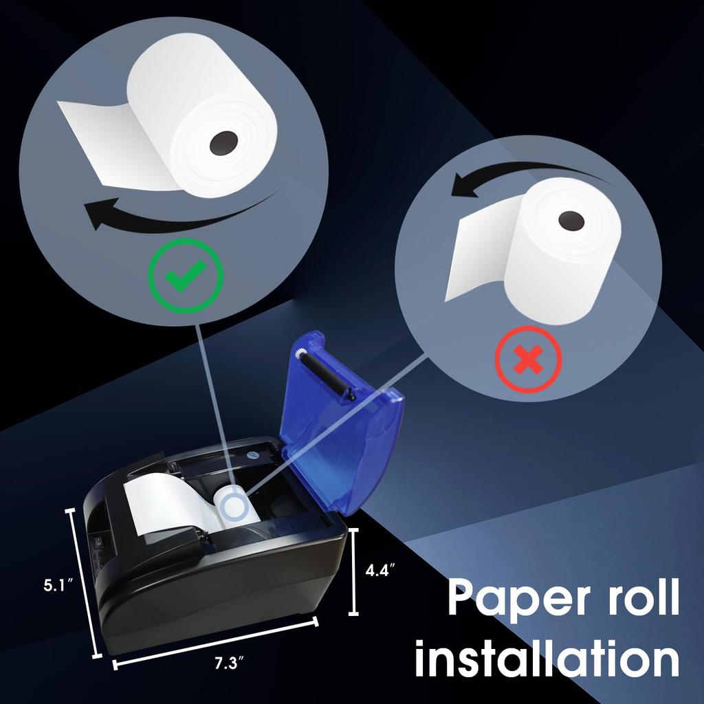 RIBAO RB-58-RP Thermal POS Printer, Receipt Printer for BC-55, BC-40, and BCS-160, Mixed Bill, Money Counter, 58mm USB Cash Drawer Interface, Not for