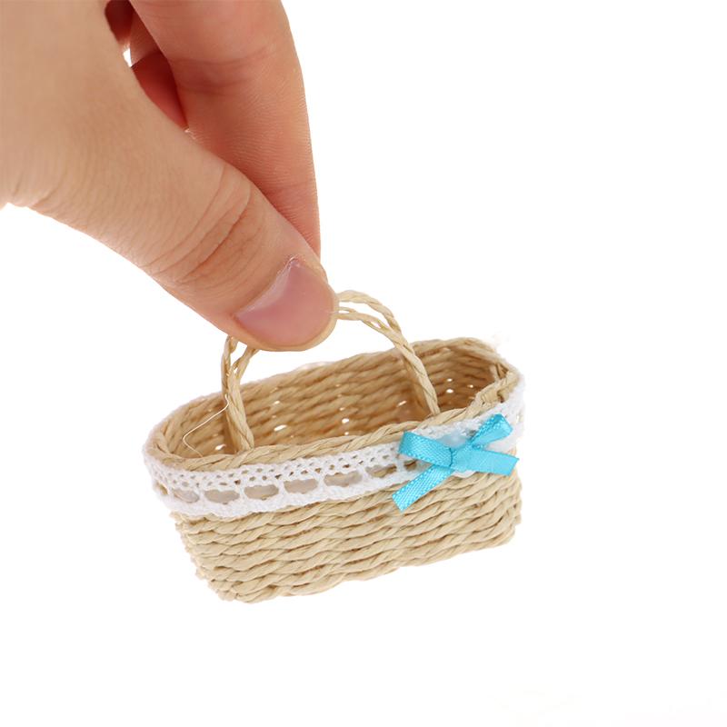 Мини милый кукольный домик из ротанга, плетеная вручную корзина, милые игрушки, куклы, миниатюрное украшение