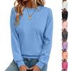Women's Round Loose Neck Sweatshirt Long Sleeved Pullover Solid Color Hoodie