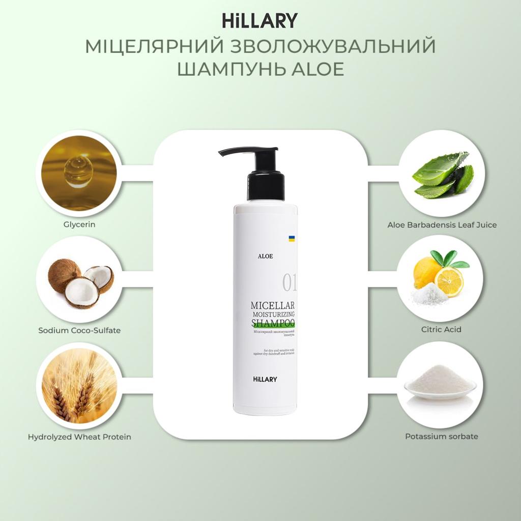 Shampoo + Conditioner Hillary Aloe Micellar Moisturizing, 500 Ml