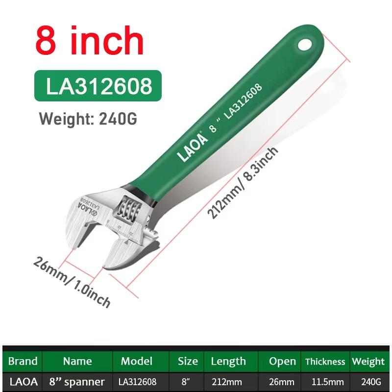 LAOA Разводной ключ Нескользящая ручка Разводной гаечный ключ Гаечные ключи с открытым зевом Инструменты для ремонта