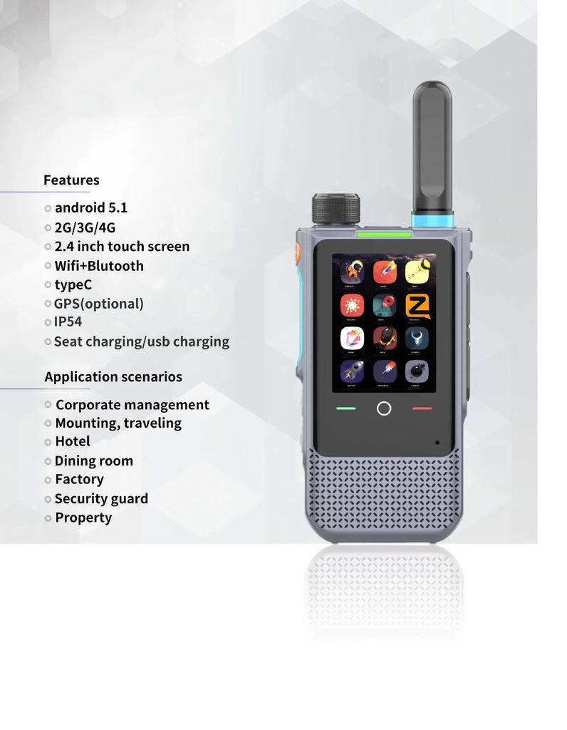 Source ZELLO Foreign Trade Walkie-talkie Android POC Walkie-talkie Realptt Touch Screen Public Network Manufacturer Wholesale