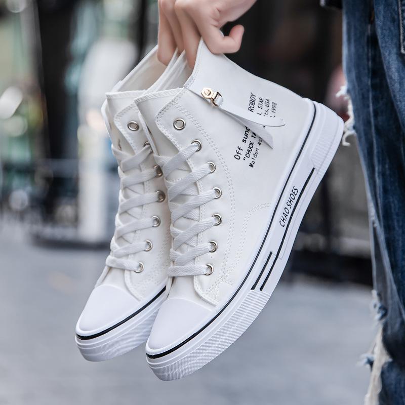 Трендовая парусиновая обувь с высоким берцем, мужская повседневная крутая модная обувь в уличном стиле, кроссовки в стиле хип-хоп для подростков