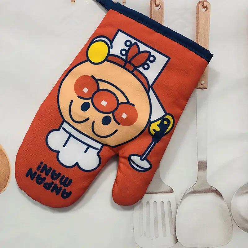 Утолщенные перчатки для микроволновой печи с двусторонней печатью, бытовые кухонные принадлежности для выпечки, перчатки для микроволновой печи с рисунком, противоожоговые