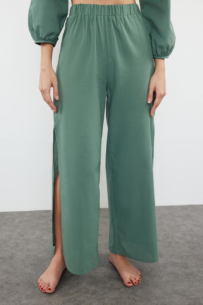 Женские брюки из 100% хлопка коричневой ткани