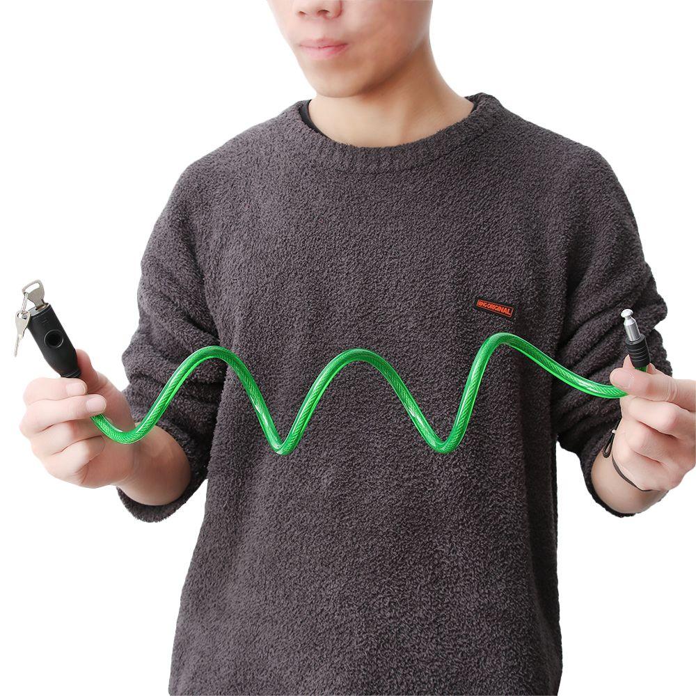 Chain Cable Anti-Theft Steel Spiral Cable Bike Accessories Scooter Safety Bicycle Lock With 2 Keys