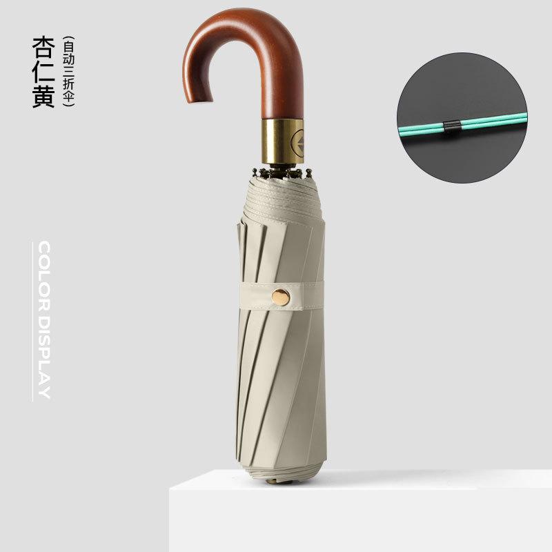 Новый 10-спицевый автоматический зонт от солнца с цветным клеем, автоматическая деревянная изогнутая ручка, можно распылять зонт