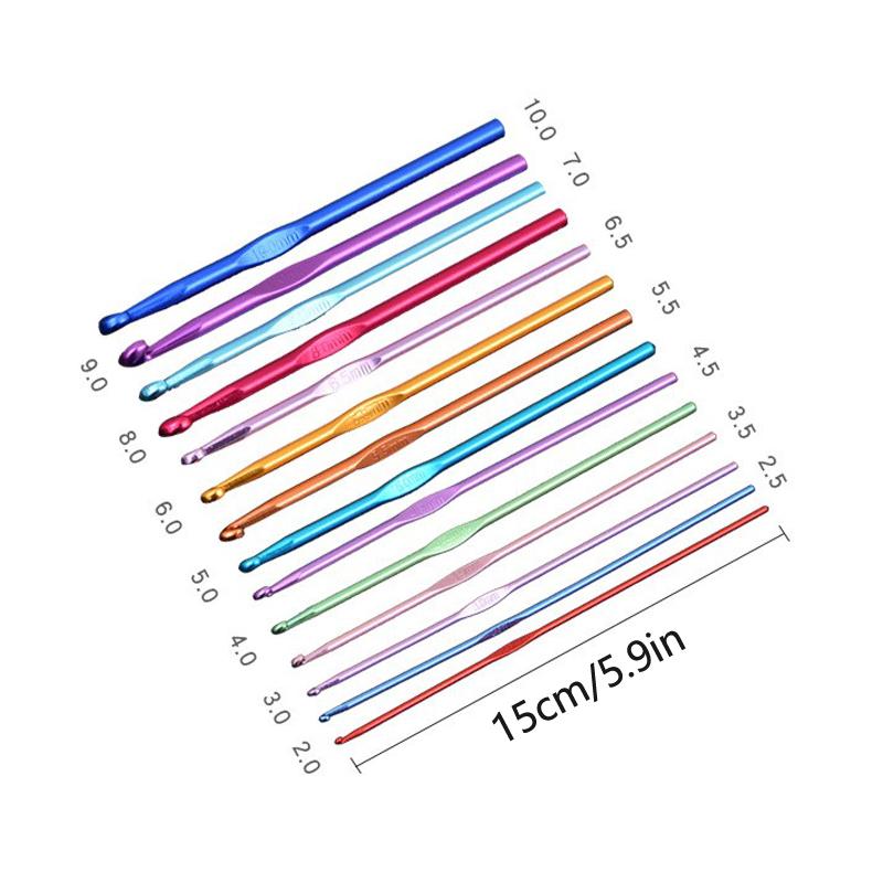 14 шт. Разноцветные алюминиевые односторонние крючки для вязания, игла для свитера, крючок для плетения, набор игл