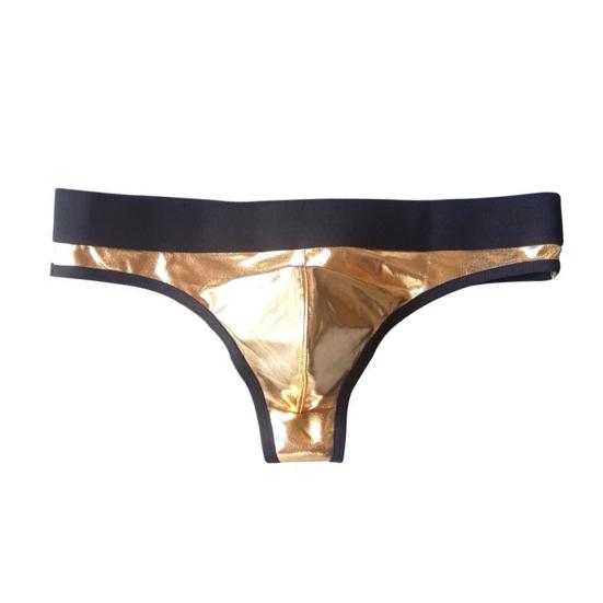 Мужские клубные трусы Эластичность Контрастный цвет Быстросохнущие Глянцевая поверхность Низкая посадка Клубная одежда Искусственная кожа Нижнее белье Мужские трусы-стринги для ночного клуба