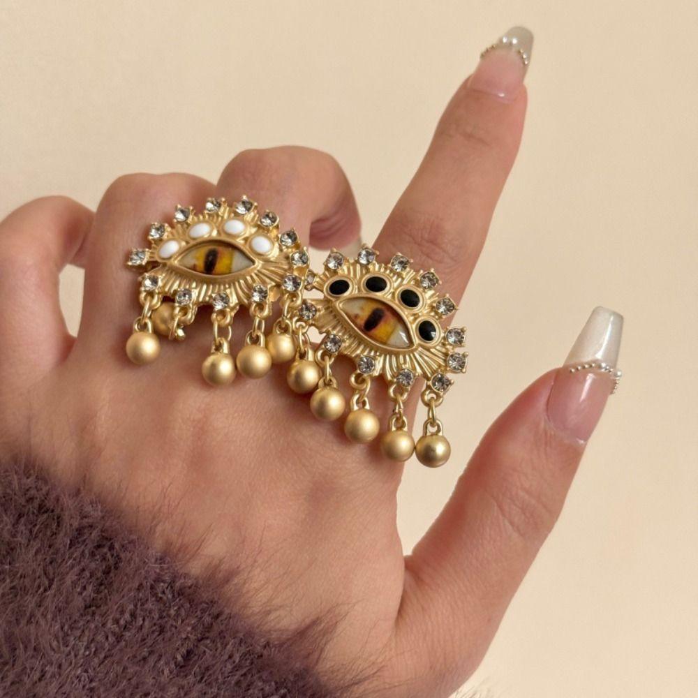 Кольцо «Демонический глаз» с жемчугом, Геометрическое винтажное золотое кольцо, Креативное кольцо с голубыми глазами, Друзья