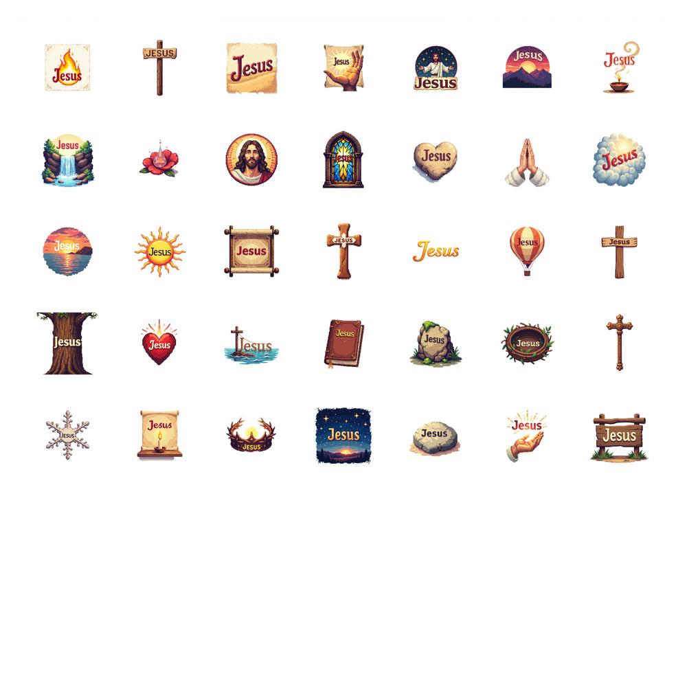 35pcs-70pcs Spirituality Stickers Iconic Jesus Teacher Reward Stickers Religious Stickers For Notebook Luggage Mobile