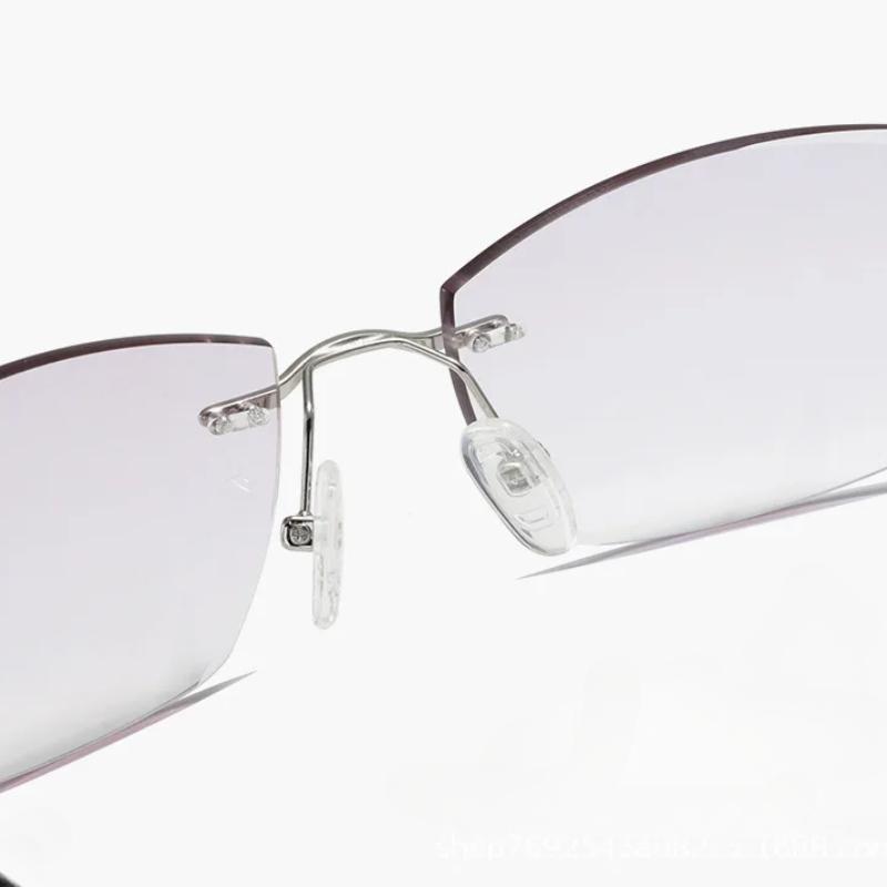 Оправа с алмазной огранкой, безободковые квадратные очки для чтения двойного назначения для дали и близи, женские очки с металлической оправой, антиусталостные мужские очки