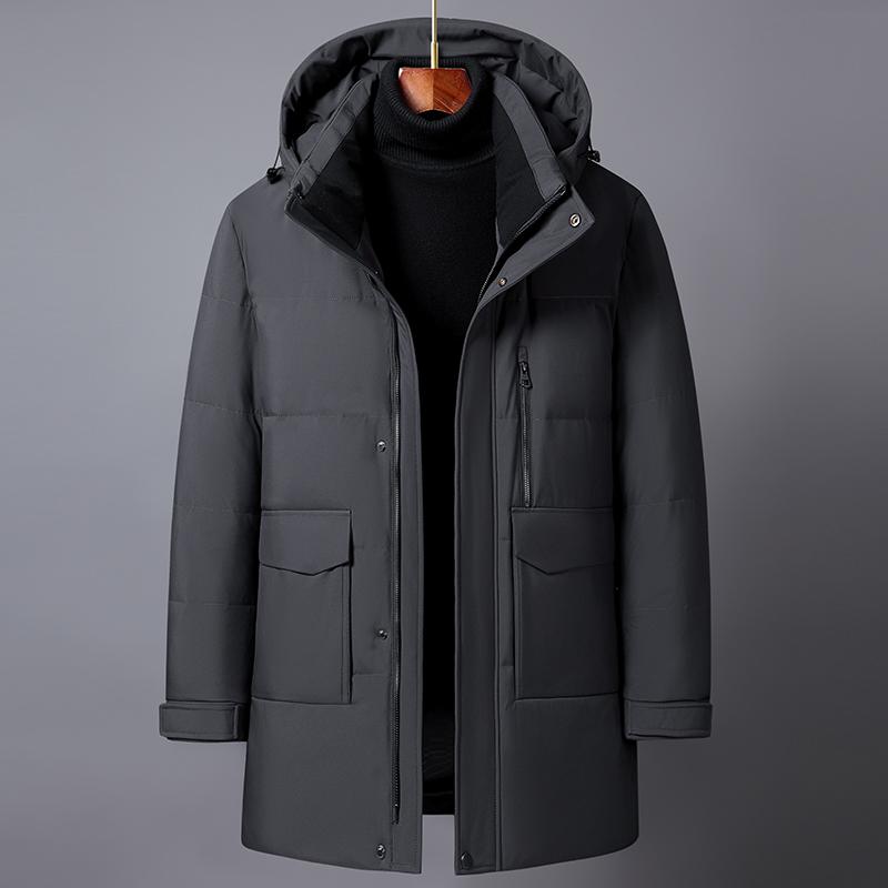 Winter Feather Coats for Men Outerwear High Quality Plus Size Middle Aged Men's Long Down Jacket Thick Warm Hooded Parka