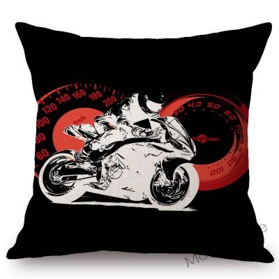 Motorcycle Art Biker Club Decoration Throw Pillow Case Us Retro Letter Print Free Spirit Motorbike Cotton Linen Cushion Cover