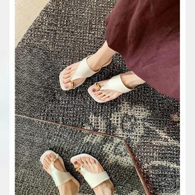 Модные универсальные шлепанцы на плоской подошве с квадратным носком для женщин, обувь нового стиля