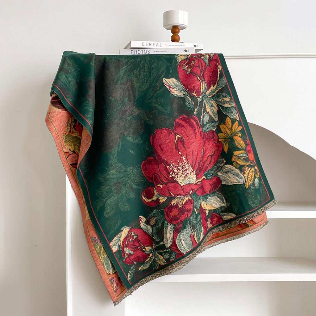 New Ladies Autumn Winter Double Sided Jacquard Scarf Shawl With High End Flower Design Premium Imitation Cashmere