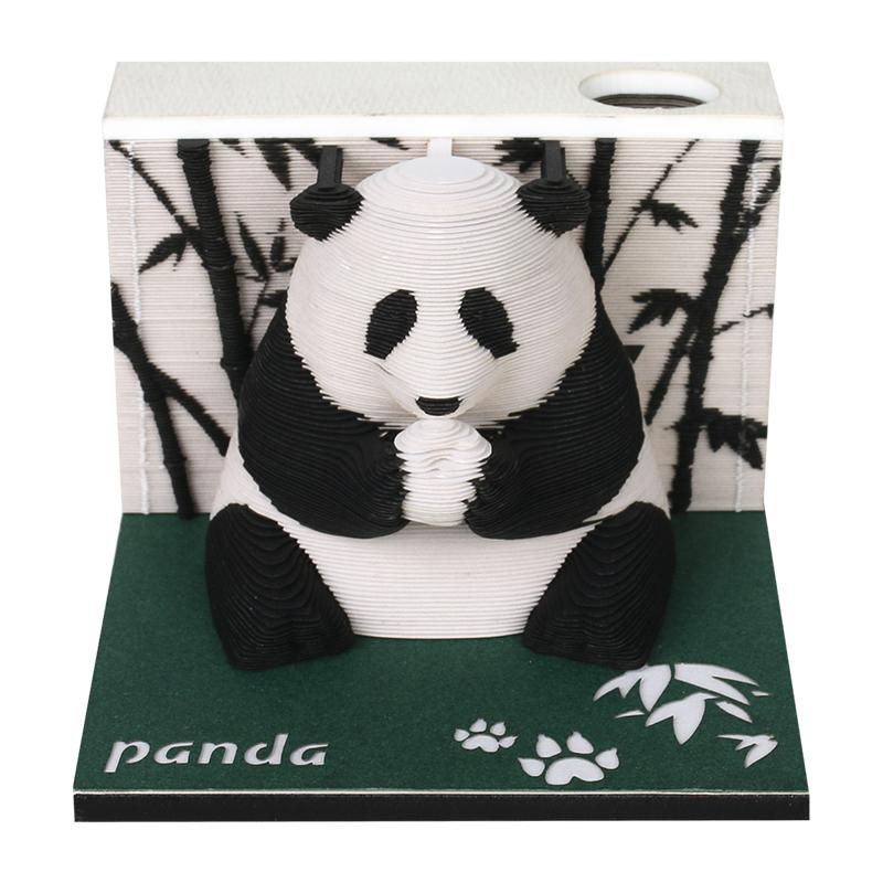 Creative Paper Craft 3D Memo Pad Panda Model Craft Calendar Home Desktop Decor Laser Cut Calendar Sheets Paper Pad