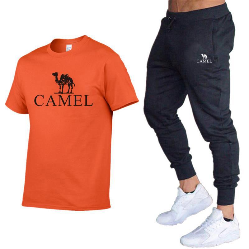 Camel Новая весенне-летняя мужская футболка, брюки, костюм из двух предметов, модный новый тренд, универсальный спортивный костюм для отдыха