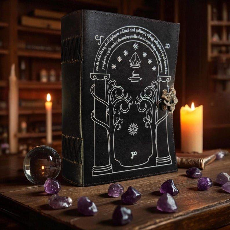 Врата Дурина из Толкиновского «Властелина колец» - Кожаный дневник ручной работы, Книга Теней, фэнтезийный журнал, свадебная гостевая книга, подарок для него/нее.