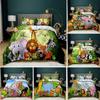 Elephant Comforter Cover Cute Cartoon Animal Paradise Bedding Set for Boys Girls Kids 3D Animal World Theme Queen Duvet Cover