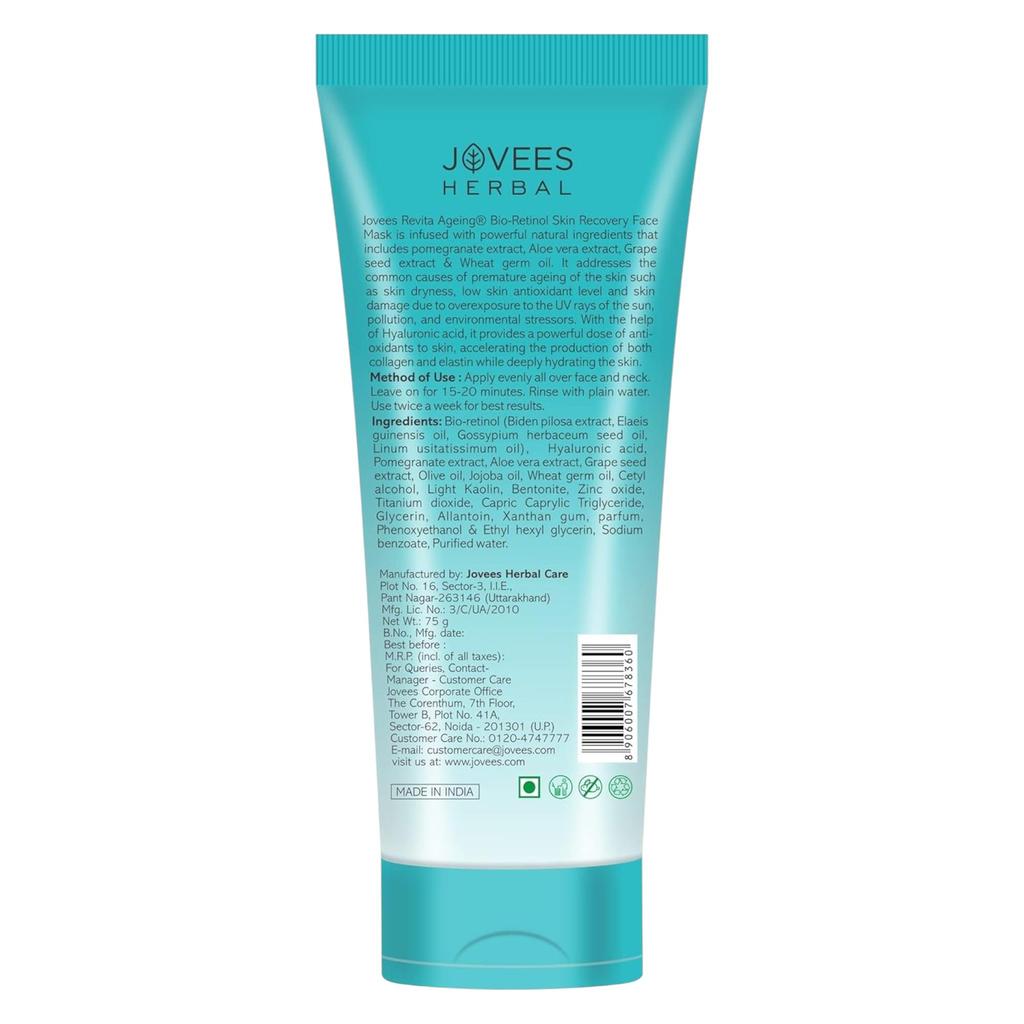 Jovees Herbal Bio Retinol Revita Ageing Face Mask For Glowing Skin, De Tan, Pore Tightening, Anti Ageing, Smooth & Firm Skin 75g