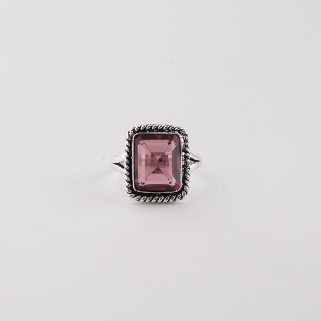 Родолитовый драгоценный камень 925 пробы Стерлинговое серебро Женские украшения Ручная работа Свадебное кольцо RR-71-5