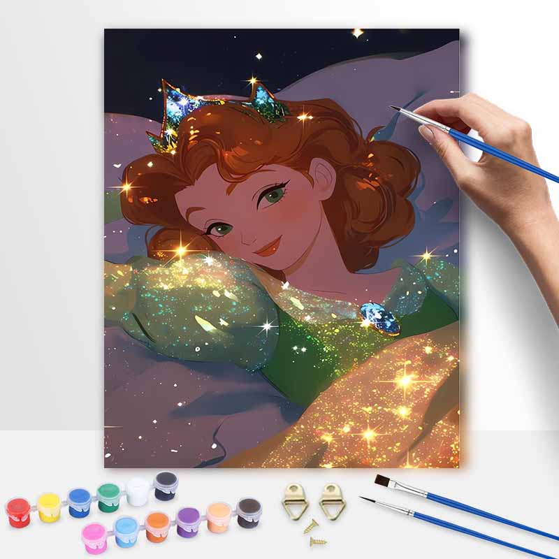 Disney Princess digital oil painting painting art sparkling crown princess handmade diy gift home decoration