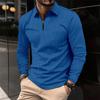 New European and American Men's Collar Fashion Solid Color Waffle Long Sleeved Men's T-shirt POLO