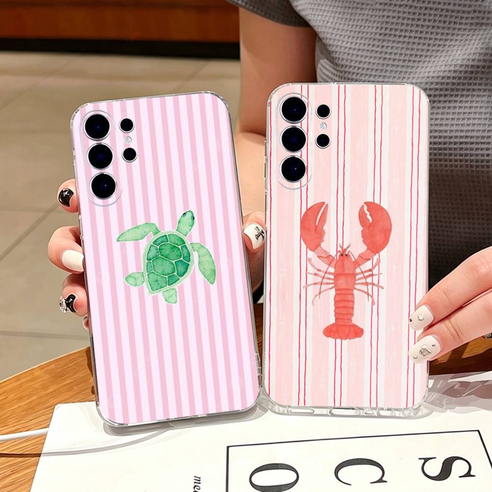 Морская жизнь, крабы, омары Чехол для телефона для Samsung S25, S24, S21, S22, S23, S30, Ultra, S20, Plus, Fe, Note, 10, 9, 5G Прозрачный чехол