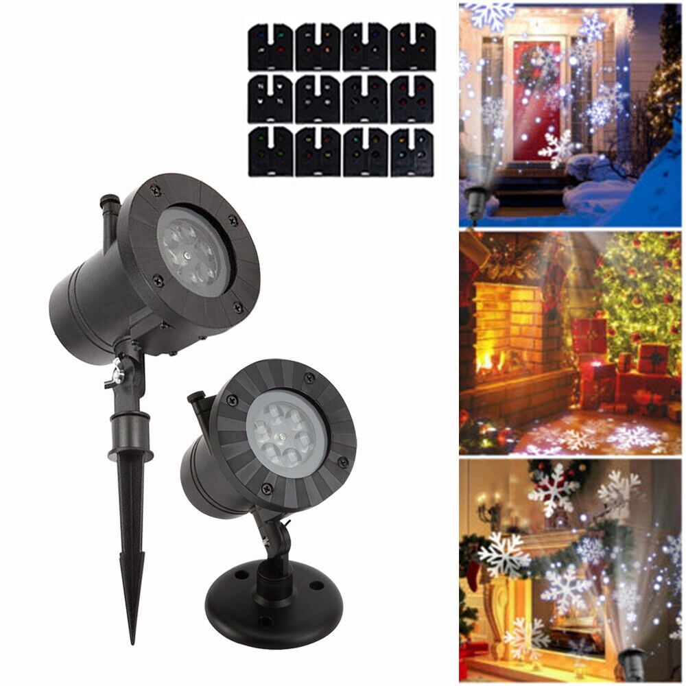 Outdoor Snowflake LED Projector Light 12 Patterns Christmas Holiday Party Waterproof Sound Activated Decor Gift Light