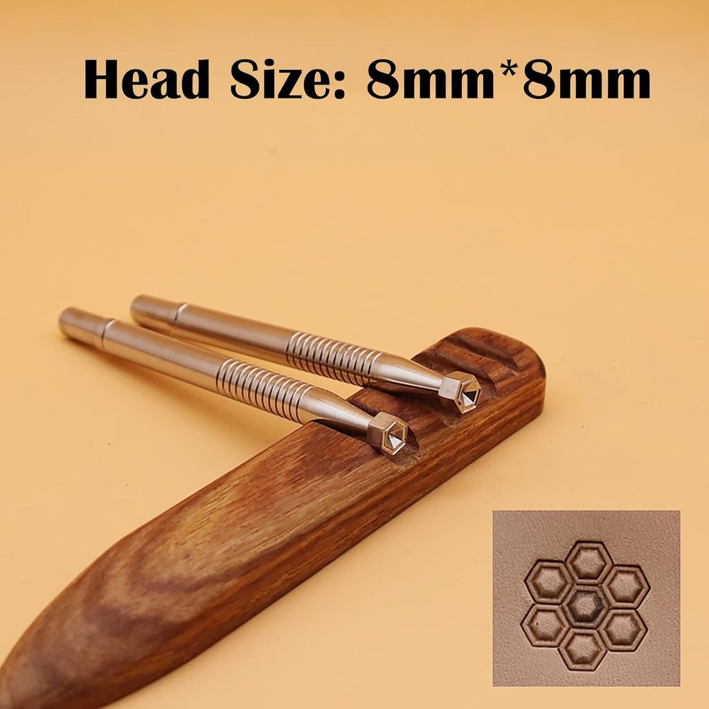 RUIQIN Leather Stamps, Double Honeycomb Leather Stamping Tools, Professional Leather Carving Tools, Leather Crafting Tools for Leather Working and