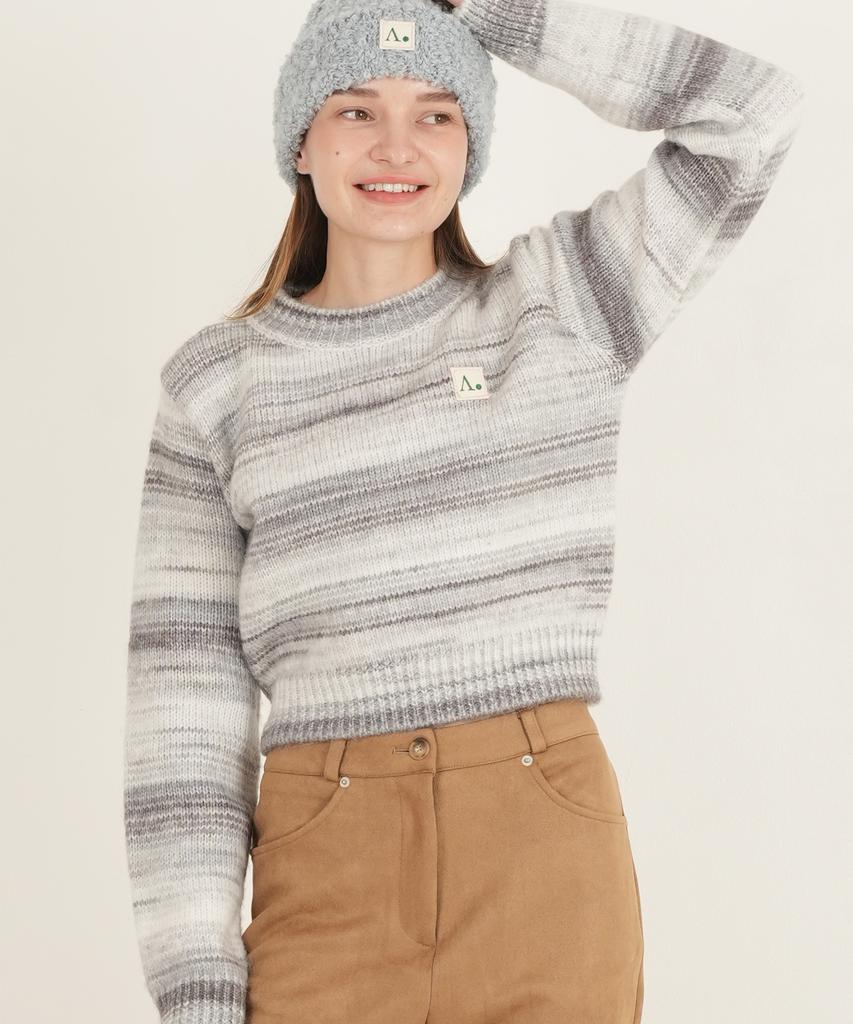 THE-ABON Wool Crop Mix Color Knit Green