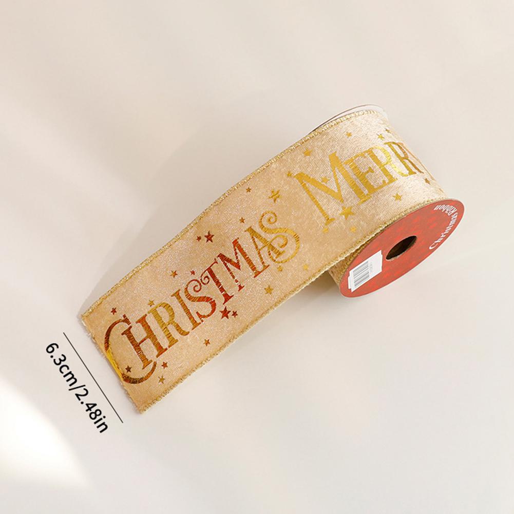 Мерцающая фольгированная рождественская лента Золотая элегантная атласная лента Упаковка подарков/Украшение рождественской елки/Гирлянды Лента для украшения упаковки и рукоделия