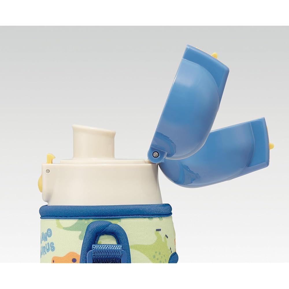 Skater Kids' Water Bottle, 470ml, Direct Drink, with Cover, Picture Book Design, Dinosaur,