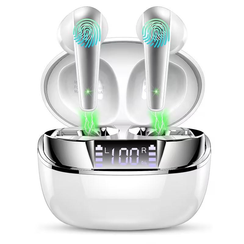 Беспроводные Bluetooth-наушники 2025 года с полувкладышами - Ультрадолгая работа от батареи, Низкая задержка, Шумоподавление, Совместимость с устройствами Apple и Android