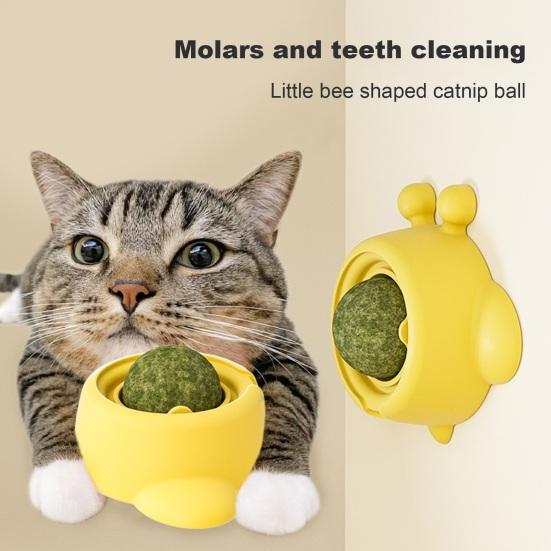 Натуральный шарик для облизывания кошек, вращающийся шарик для еды с кошачьей мятой, болюс для чистки зубов, клейкая зубная паста для моляров для кошек с крышкой