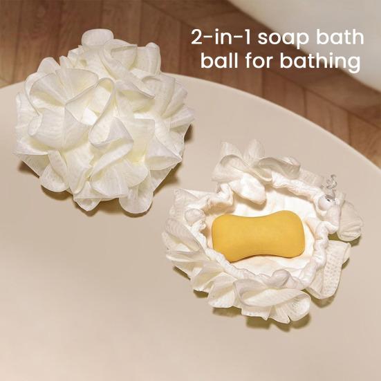 3 шт. Люфа Мыло Мочалка для тела с мягким полотенцем 2-в-1 Гель для душа Мыло Люфа Ткань Сетчатый дизайн Разглаживающая кожу Мочалка для тела