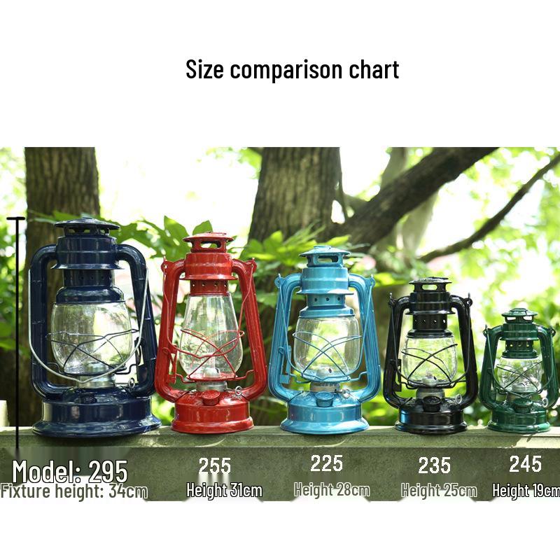 Vintage Iron Hurricane Lantern: Outdoor Kerosene Lamp & Decorative Light for Camping
