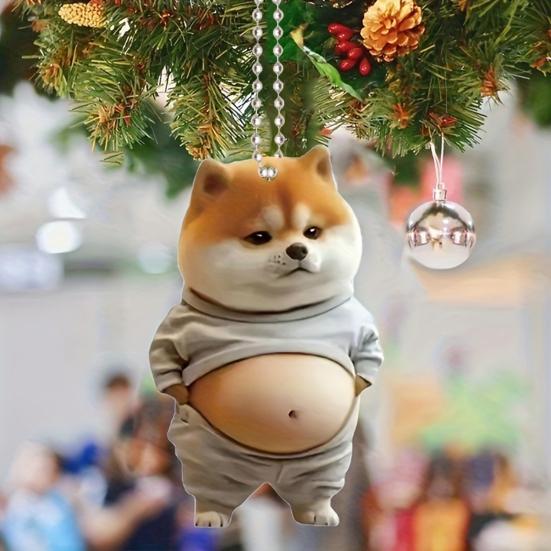 Kitten Pattern 2D Acrylic Ornament Christmas Car Mirror Hanging Decoration Backpack Auto Accessory Car Decoration