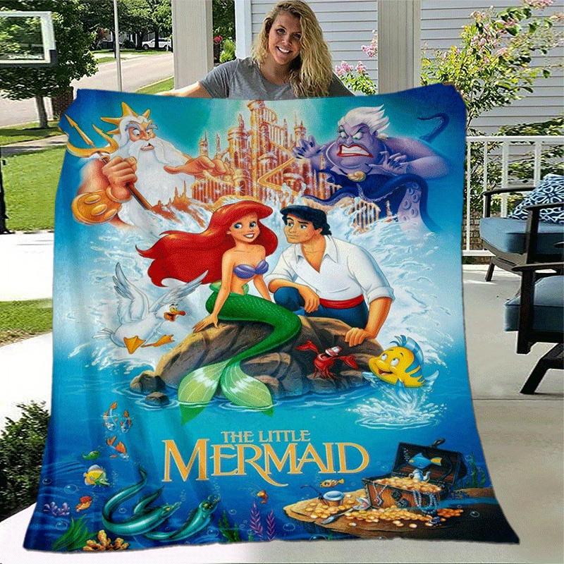 1pc Mermaid Printing Blanket - Soft, All-Season Throw for Living Room, Gift with Adorable Cartoon Design