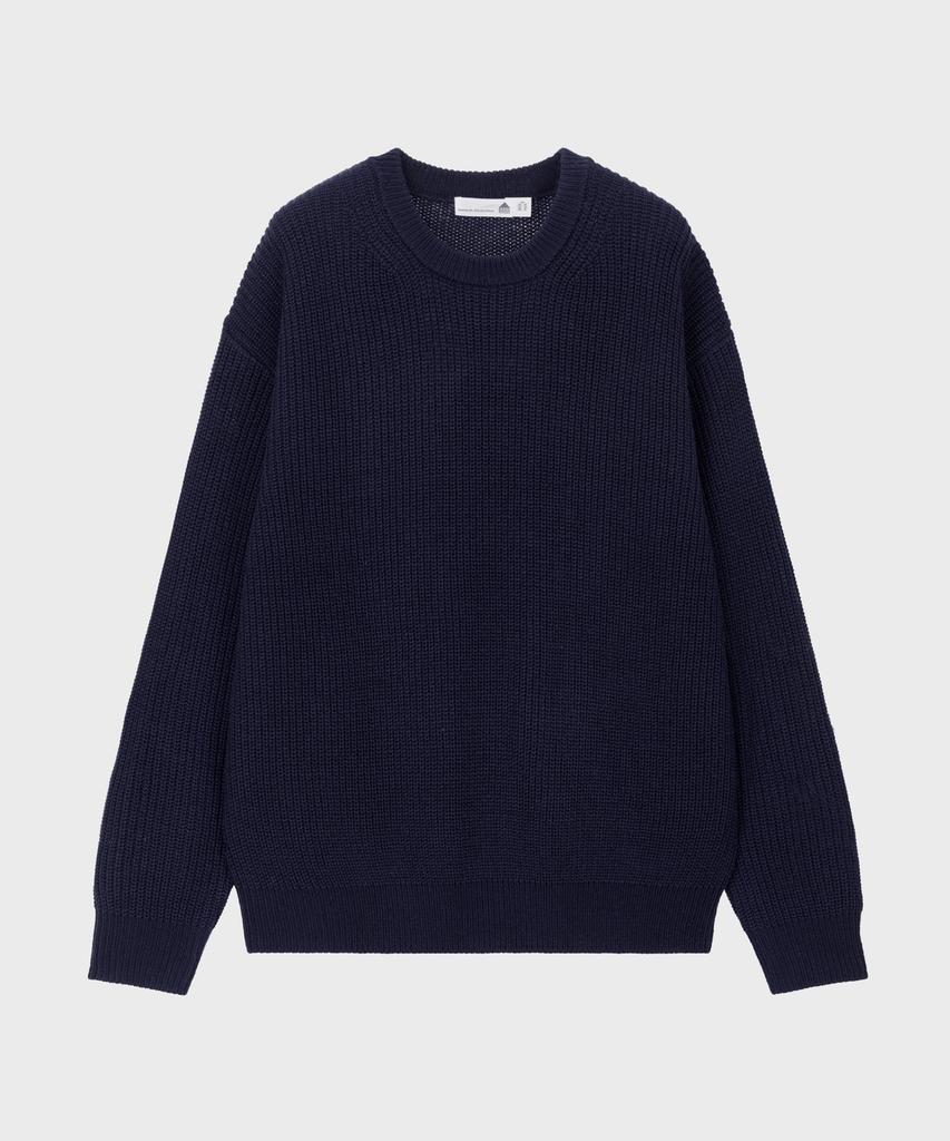 BASIC HOUSE Uni Daily Round Neck Knit Dark Navy Lxkt2101