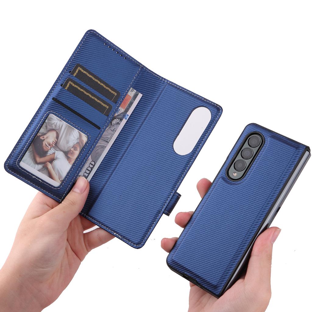 Обычный матовый кожаный чехол-бумажник для телефона Samsung Galaxy Z Fold 3 Fold4 Fold 4 5g Fold3 отдельный дизайн держатель для ручек Fundas