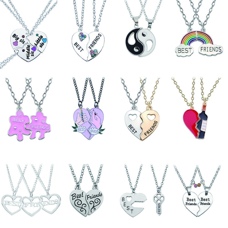 Модное ожерелье с подвеской «Лучшие друзья, мед, любовь, пара», 2 шт./компл., цепочка, дроссель, «Разбитое сердце», BFF, хорошее ювелирное изделие для дружбы, подарок
