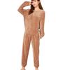 Celetree Winter Pajama Fluffy and Includes Pants and Loose Perfect for Loungewear and Gifts Women's Set, Warm, Top, Fit, (Brown)